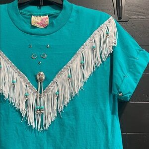 Super Unique Teal Fringe Shirt
